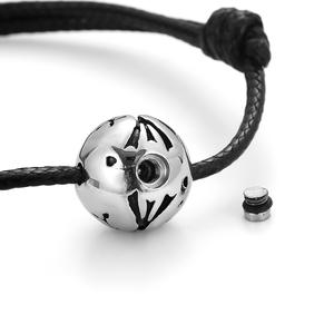 MECYLIFE <span class=keywords><strong>Bracelet</strong></span> <span class=keywords><strong>cordon</strong></span> en cuir noir tressé Bijoux <span class=keywords><strong>de</strong></span> crémation Boule d'<span class=keywords><strong>arbre</strong></span> <span class=keywords><strong>de</strong></span> <span class=keywords><strong>vie</strong></span> en acier inoxydable Perle réglable Urne Cendres - Product Image 3