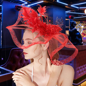 Coiffe de mariée en plumes pour performance scénique et séance <span class=keywords><strong>photo</strong></span>, voile vintage avec nœud floral, modèle ZQ3001, emballée individuellement - Product Image 1