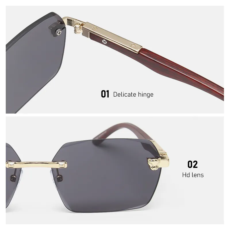 نظارات شمسية أنيقة معدنية من Kenbo نظارات عالية الجودة مستطيلة للرجال نظارات شمسية بدون إطار للرجال والنساء