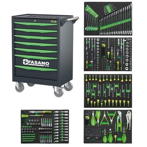 Fasano Tools 122V Chrome Vanadium Steel <b>Rolling</b> Tool Cabinet with 413-Piece Mechanic <b>Kit</b> 3-Year Warranty for Auto Repair - Product Image 3