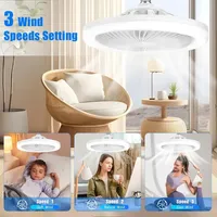 Ventilateur de plafond LED intelligent 3-en-1 avec télécommande, lampe d'éclairage, base convertisseur E27, 85-265V pour chambre et salon
