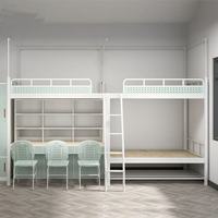 Lit superposé en métal moderne pleine grandeur convertible pour dortoir scolaire, auberge, hôtel, chambre à coucher, 6 couchages, avec bureau pliable réglable