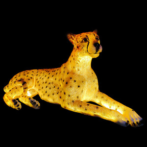 Sculpture <span class=keywords><strong>de</strong></span> panthère grandeur nature en fibre <span class=keywords><strong>de</strong></span> verre LED Momovalley, réaliste en 3D, panthère sauvage, guépard, léopard, IP65 pour décoration extérieure - Product Image 5