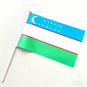 Banderas de Mano de Uzbekistán al por Mayor 2026, Bandera de Mano de Ocho Países de <span class=keywords><strong>Asia</strong></span>, Decoración para el Día Nacional, Poliéster - Product Image 1