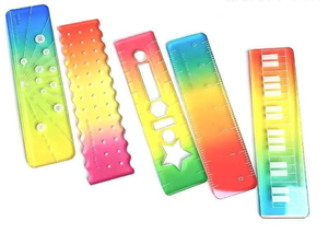 Linda regla de medición recta de acrílico transparente con degradado, diseño de estrella hueca y patrón de piano, estilo Kawaii - Product Image 3