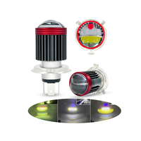 H4 9003 HB2 HS1 LED Moto Phare Ampoule Ange Diable Yeux Rouge Bleu Double Lentille Blanc Jaune Spot 6000K 3500K Salut Lo Faisceau