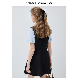 Vestido <span class=keywords><strong>de</strong></span> Dos Piezas Estilo Preppy Personalizado <span class=keywords><strong>de</strong></span> VEGA CHANG <span class=keywords><strong>para</strong></span> Mujer, con Cuello en Contraste y Botones Dorados - Product Image 6