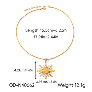 Collar de Cadena de Hueso de Serpiente con Colgante de Sol Geométrico de Acero Inoxidable Chapado en Oro de 18K para Mujer, Estilo Vintage, Ajustable - Product Image 6