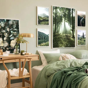 Nordique vert forêt rivière <span class=keywords><strong>paysage</strong></span> toile affiche Nature arbre montagne imprime peinture décorative photo salon mur Art - Product Image 4