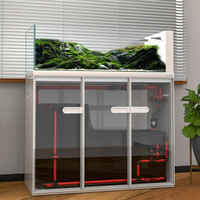 Aquarium commercial rectangulaire moderne en verre pour poissons d'eau douce avec filtre, système d'aquarium et accessoires pour l'élevage