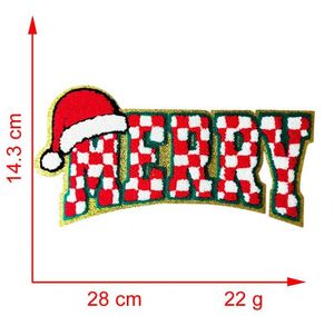 แผ่นปะติดเสื้อยืด หมวก หรือของตกแต่งอื่นๆ ลายตารางคริสต์มาส ปักด้วยไหมเชนีลล์ ขอบกลิตเตอร์ สำหรับคุณแม่ คุณพ่อ และคุณย่า - Product Image 3