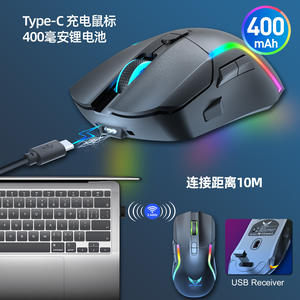 เซอร์โคเตสเมาส์เกมมิ่ง 2.4G ไร้สายโหมดคู่ประเภท C RGB แสง 7 ปุ่มโฟโตอิเล็กทริคสำหรับแล็ปท็อปคอมพิวเตอร์สำหรับใช้ในสำนักงาน - Product Image 4
