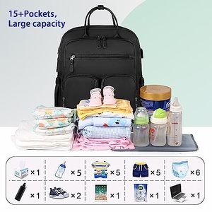 Muestra Gratis, Bolso de Viaje Impermeable para Mamá con Diseño de Flor de Puakenikeni Negra, Bolso de Pañales Personalizado para Bebé con Diseño Hawaiano - Product Image 2
