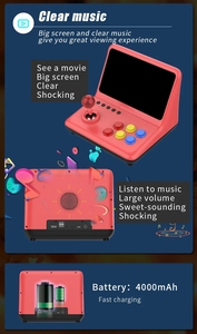Manette d'arcade A12 avec écran de 9 pouces, console de jeu vidéo classique portable, console de jeu rétro avec prise en charge de la sortie HD - Product Image 4