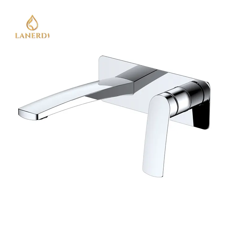 B1 Factory Direct High Quality Chrome Plated Brass Wall Mounted Water Lavatory Bathroom Wash Basin Tap Taps Mixer Faucet