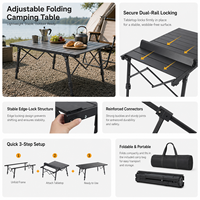 Table de camping pliable en alliage d'aluminium, réglable en hauteur, 127x62cm, portable, pour pique-nique, barbecue, plage, mobilier d'extérieur