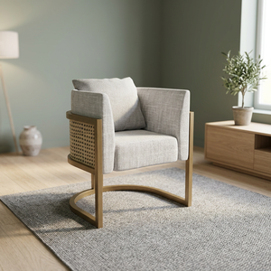 Sillón Moderno con Patas de Madera y Relleno de Espuma, Sillón Individual con Cojín de Tela, Asiento de Descanso para Sala de Estar - Product Image 4