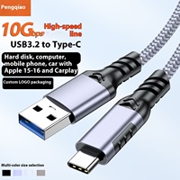 USB3.2 Atoc kabel Data tipe-c, kompatibel untuk ponsel Mobil 60W pengisian 10g Hard Drive PVC jaket 1.8m panjang kepang pelindung