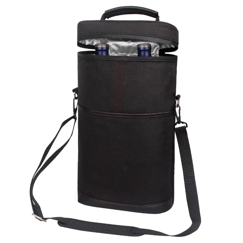 Wholesale Wine Cooling Bag Cooler Wine Bag Purse Two Bottle Customized Wine Cool Bag