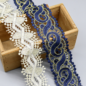 Thân thiện với môi nước hòa tan ren vải-màu xanh hải quân polyester thêu TRIM bán số lượng lớn - Product Image 2