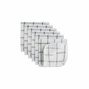 Set di strofinacci per la raccolta di strofinacci per finestre, 12x12 ", striscia bianca/blu di pietra, 6 pezzi | Importazioni di Design - Product Image 1