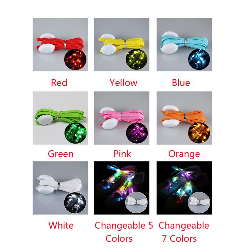 LED Shoelaces Light UP Laces 3 Modes 7 Colors Outdoor Sports LED Shoelace Multicolor