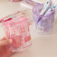 Article populaire : Porte-stylos rotatif multifonctionnel en plastique PS, rond, à 360 degrés, pour bureau, rangement, étui à pinceaux, support à crayons