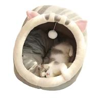 2023 gros doux luxe intérieur coussin de couchage mignon rond en peluche étanche maison chats chat lit grotte moderne chat lit