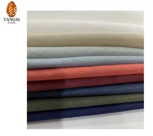 Harga pabrik Mediumweight warna murni tenun polos sejuk 100% kain rami untuk kain garmen