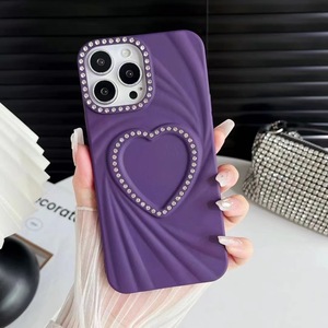 Coque de téléphone Meifu en forme de cœur avec diamants et couleurs douces pour iPhone 16 Pro Max, coque antichoc pour iPhone 15 Plus, coque unie en forme de cœur pour iPhone 14 - Product Image 4