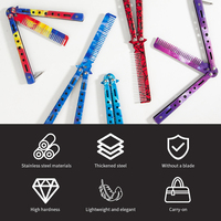 Impression papillon peigne formateur hommes pliant poche coiffure peigne pliant pratique Balisong formateur papillon couteau peigne