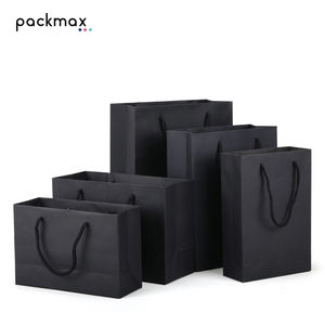 Bolsas de Regalo de Tela Negra Resistentes Hechas a Mano con Cinta para Pequeñas Empresas, Bolsas de Compras de Lujo con Logotipo Impreso - Product Image 1