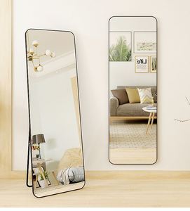 Espejo de Cuerpo Entero Rectangular con Marco de Metal Negro, Decoración de Moda Contemporánea Personalizada 2025 - Product Image 1