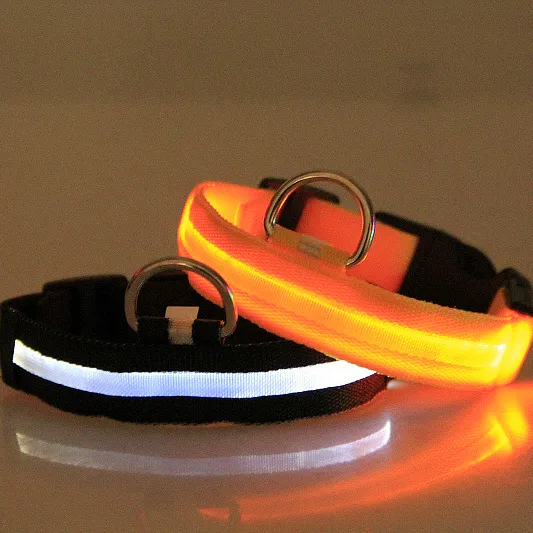 Custom Luxury LED Pet Collar USB Rechargeable Polyester Pet Glow In The Dark LED Dog Collar