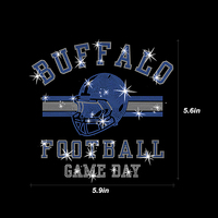Transferts de strass Buffalo Football personnalisés à thermocoller, patchs brillants à repasser, transferts de strass Buffalo Bills en cristal