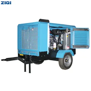 Compressor Industrial Heavy Duty 8bar 2 Wheels Portable Screw Air Compressor For Drilling Rig Diesel