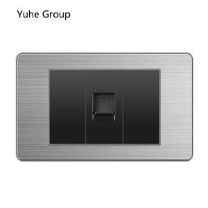 Prise murale universelle en aluminium brossé série 118, standard RJ45 RJ11, pour TV, LAN, satellite, ordinateur, prise et fiche avancées - Product Image 2