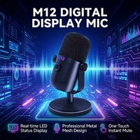 Microphone à condensateur USB professionnel M12 avec éclairage RGB, fonction de sourdine à une touche, micro de jeu pour streaming, podcast, enregistrement en studio