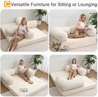 Sofá Cama Futón 4 en 1, Tamaño Queen, Dos Plazas, Plegable, Convertible, con Reposabrazos en Forma de L y Funda Extraíble |   Sala de Estar de PU que Ahorra Espacio