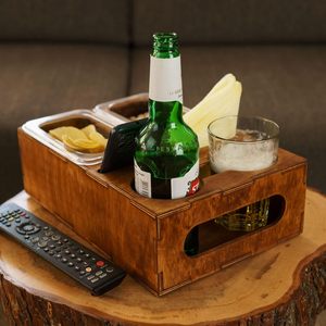 Classic Style Couch Snack Holder Couch coaster Couch Buddy Organizer Buddy Bamboo Cup Holder <b>Tray</b> for Houseware - Product Image 4