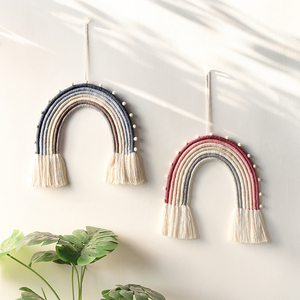 Macramé arc-en-ciel mural suspendu Boho décor de maison chambre gland <span class=keywords><strong>attrape</strong></span>-rêves pépinière enfants bébé cadeau de douche - Product Image 2