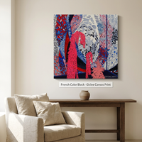 Tableau mural Giclée abstrait color block style luxe discret français, cadre en alliage d'aluminium anodisé, grande taille pour salon et salle à manger