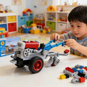 Tracteur rétro à main, blocs de construction pour enfants, modèle de véhicule agricole, moissonneuse-batteuse, plastique ABS, construction - Product Image 5