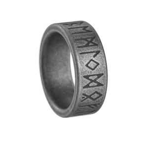 Anillo Vintage para Hombre, Plata <span class=keywords><strong>Antigua</strong></span>, Joyería <span class=keywords><strong>Antigua</strong></span>, Texto Vikingo Escandinavo, Anillo de Dedo con Runas Lunares, Anillo de Acero de Titanio para Hombre - Product Image 6