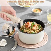 Poignée universelle amovible et détachable pour ustensiles de cuisine, résistante à la chaleur, compatible four, en plastique écologique, couleur crème
