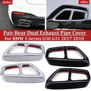 Par de Cubiertas Decorativas para Tubo de Escape Trasero Doble para BMW Serie 5 G30 G31 2017 2018, Estilo Cromado, Pieza Exterior - Product Image 2