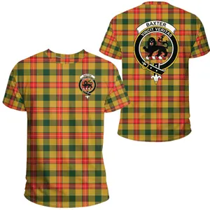 La última camiseta Baxter Modern Clan Tartan Crest, camiseta de manga corta con logotipo personalizado, camiseta ajustada para hombre, la mejor marca de calidad