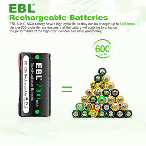 EBL 2300 мАч <span class=keywords><strong>Sub</strong></span> <span class=keywords><strong>C</strong></span> <span class=keywords><strong>NiCd</strong></span> аккумуляторные электроинструменты 1,2 В плоские верхние суб-с аккумуляторные батареи с вкладками - Product Image 3