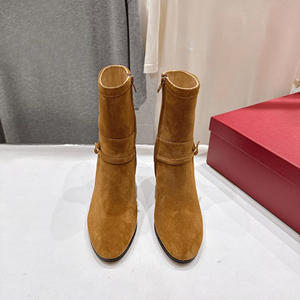 Botines con Tacón de Bloque y Correa con Hebilla, con Cremallera Lateral para Mujer, para Uso Diario Formal y Estilo Urbano, Estilo Valentino - Product Image 1