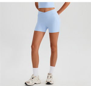 YWQ0303 Bestseller Damen High-Waist Crisscross Yoga-Shorts Po-Lifting Gym-Shorts mit Seitentaschen - Product Image 4